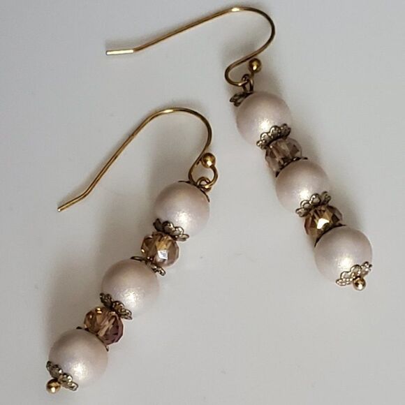 Glittery pearl earrings (NEW) - Picture 1 of 4